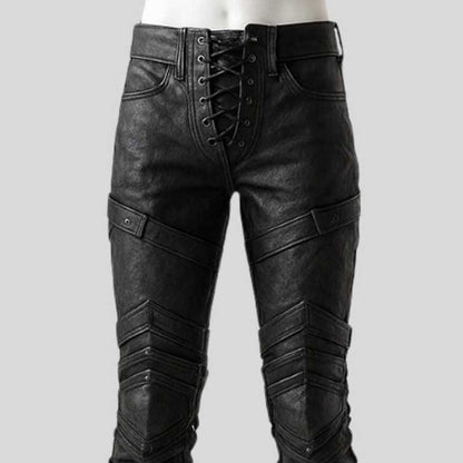 Handcrafted black leather warrior pants for cosplay, LARP and steampunk festivals
