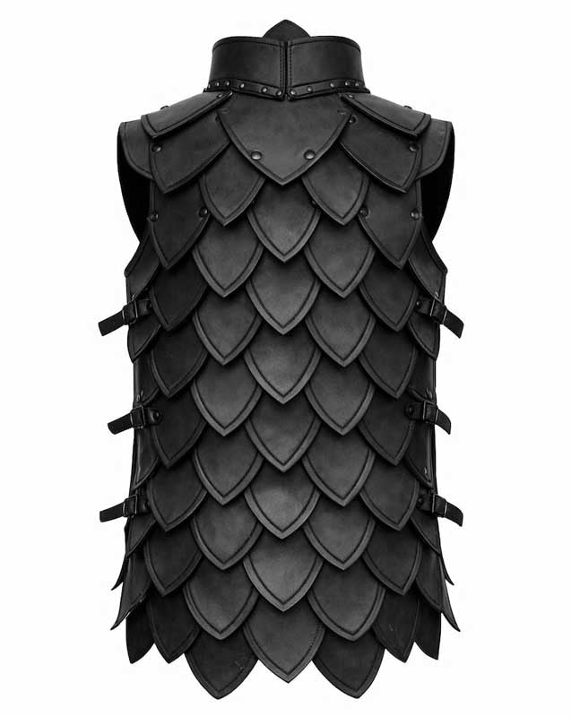 Handmade Black Leather Scale Armor Vest