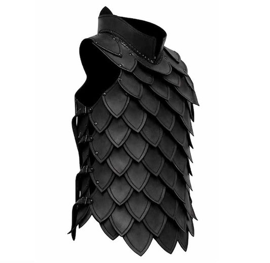 Handmade Black Leather Scale Armor Vest