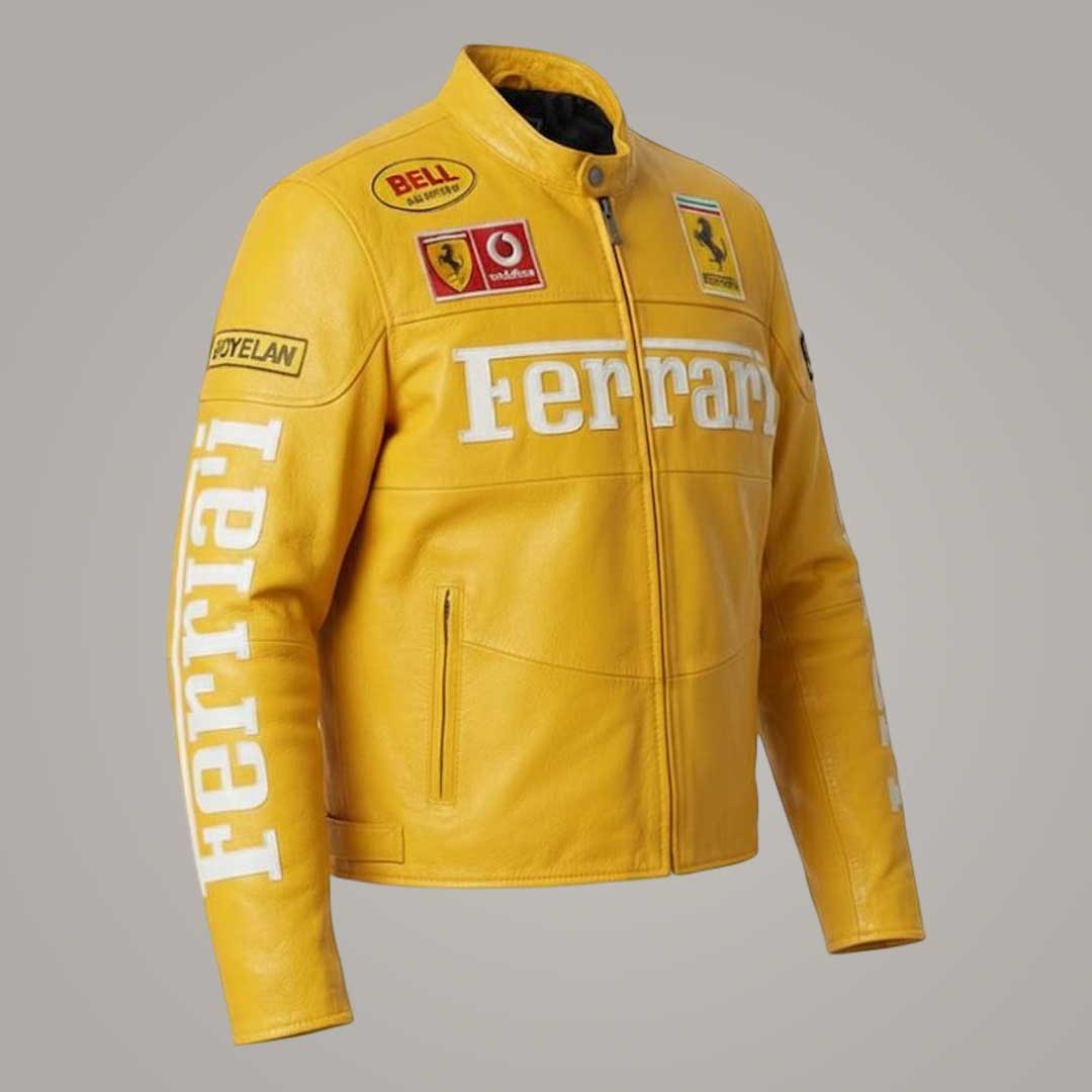 Handmade Ferrari Inspired Racing Leather Jacket by Jackets Kingdom