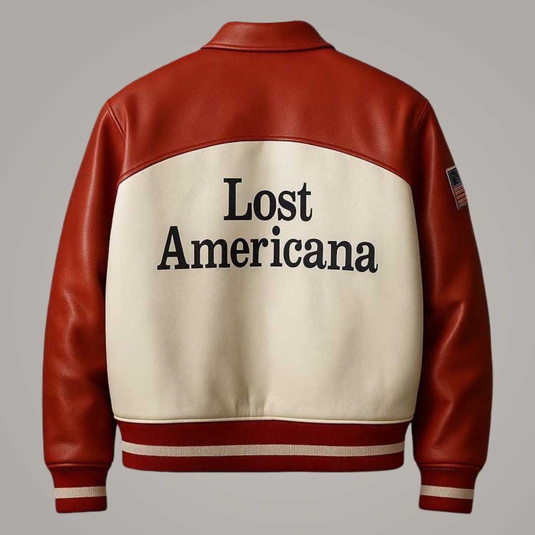 Lost Americana Sheep Leather Varsity Bomber Jacket College Style