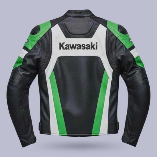 Men's Green Black Genuine Cowhide Leather Motorcycle Jacket | Jackets Kingdom
