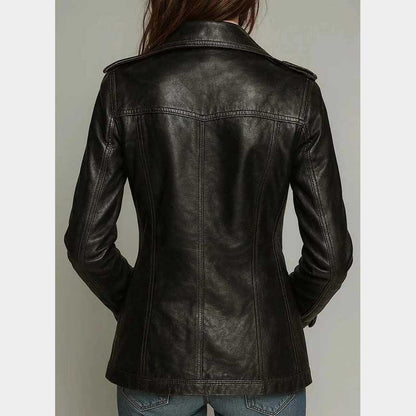 Handmade double breasted jacket with elegant lapel collar and ornate gold button details