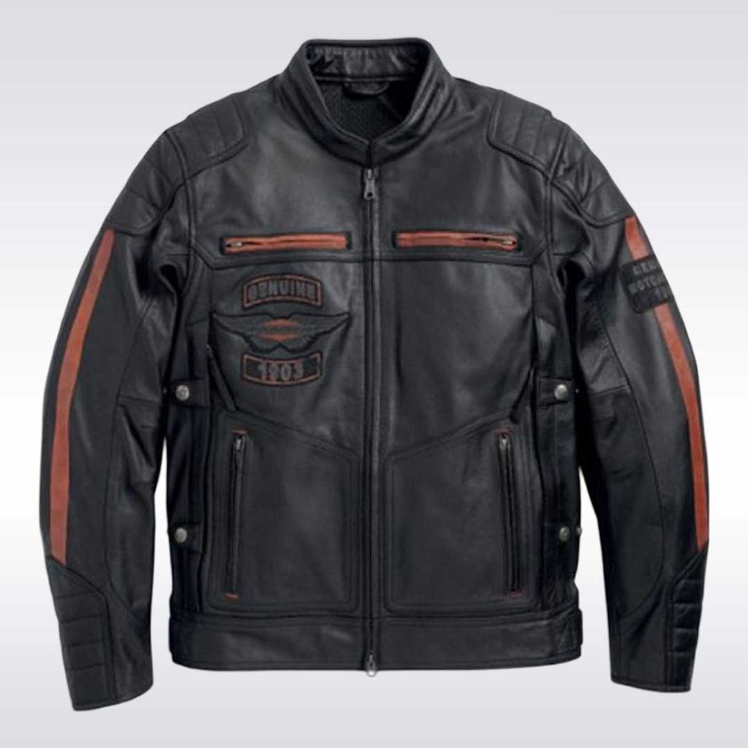 Harley Davidson Mens Exmoor Reflective Wing Leather Jacket