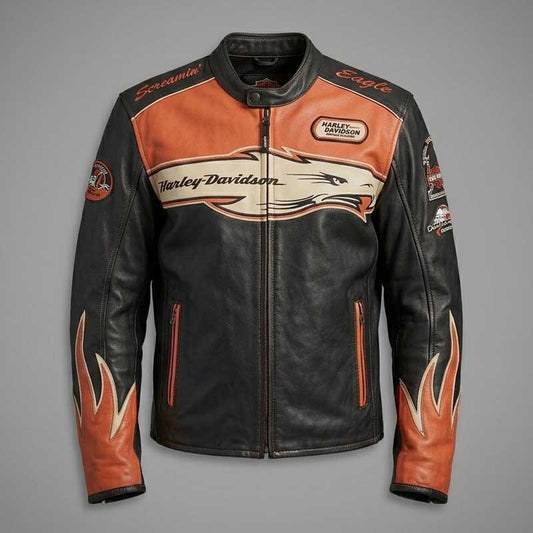 Harley Davidson Screamin Eagle Vintage Racing Leather Jacket