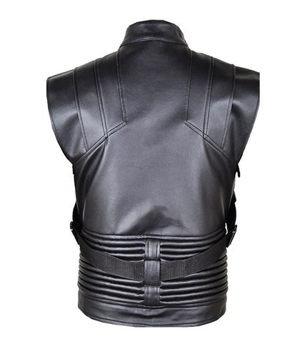 Hawkeye Black and Brown Genuine Leather Vest with Snap Tab Collar