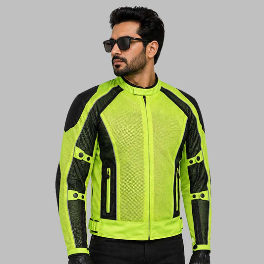 Hi Viz Green Summer Joy Mesh Motorcycle Jacket