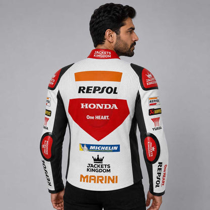 Honda Repsol motorcycle leather jacket with CE approved armor