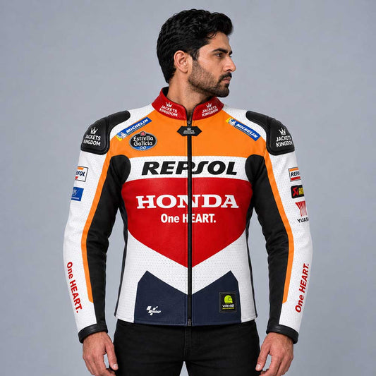 Honda Repsol 2024 MotoGP genuine cowhide leather racing jacket