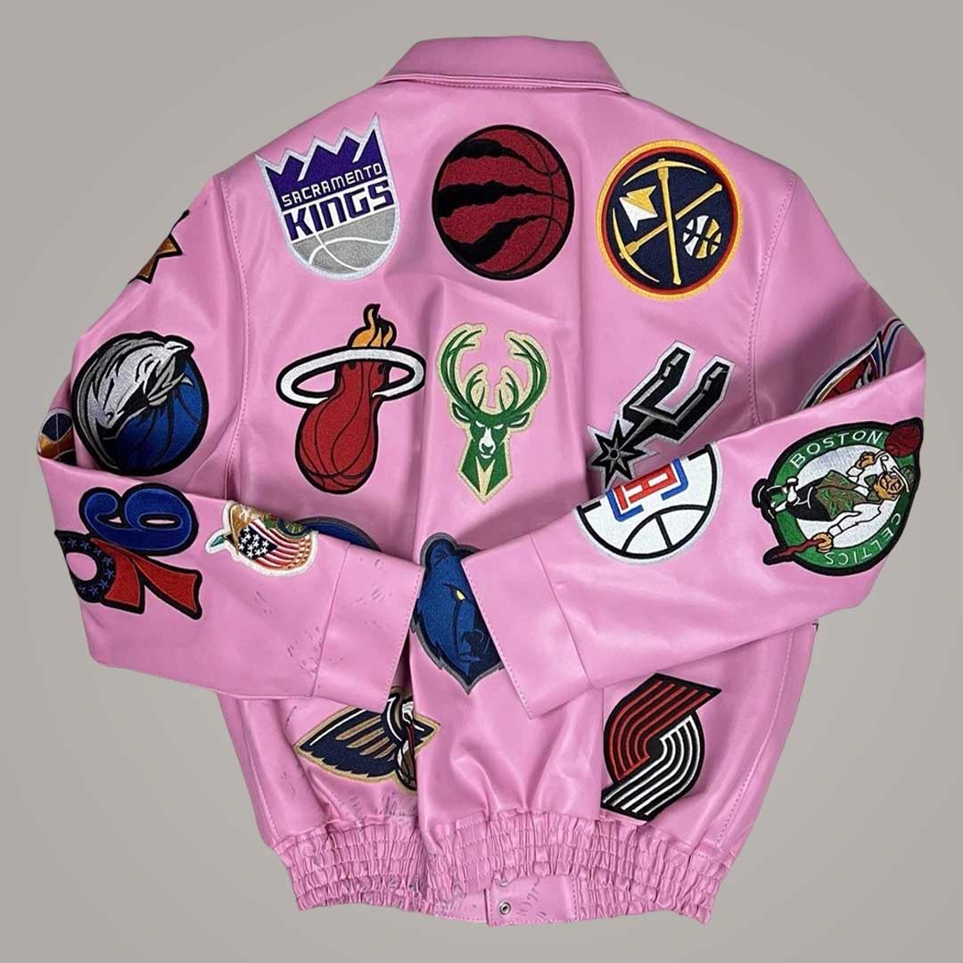 Jeff Hamilton NBA College Pink Genuine Cowhide Leather Jacket