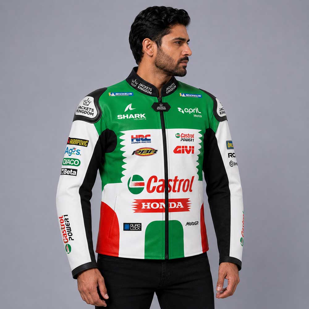 Premium Johann Zarco Honda racing leather jacket for track riding