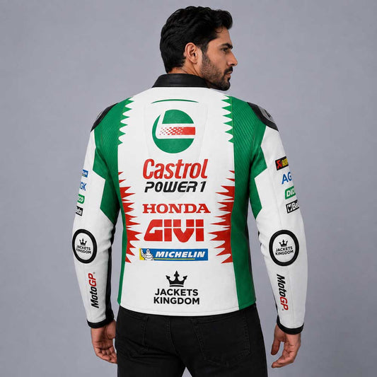 Castrol Honda LCR MotoGP leather motorcycle jacket with CE armor
