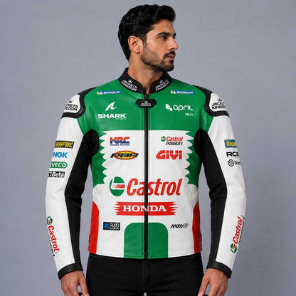 Johann Zarco Castrol Honda MotoGP genuine cowhide leather racing jacket