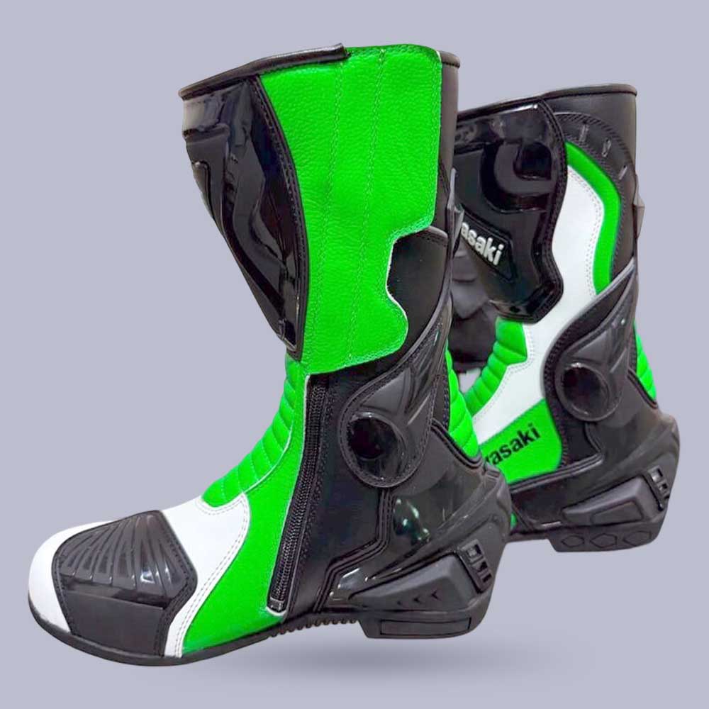 Waterproof Kawasaki Ninja Racing Boots with Genuine Leather and CE Protection | Jackets Kingdom