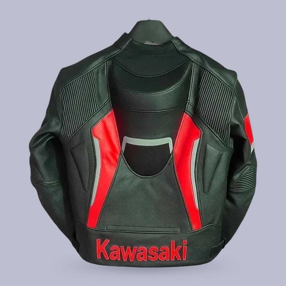 Kawasaki Racing Red Black Genuine Cowhide Leather Jacket | Jackets Kingdom