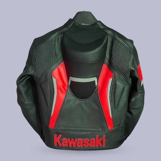 Kawasaki Racing Red Black Genuine Cowhide Leather Jacket | Jackets Kingdom