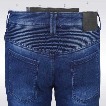 Blue jeans with a focus on the waistband and back pocket