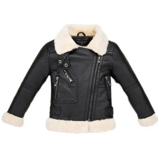 Kids Top Quality Real Leather Extra Warm Winter Jacket