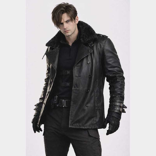 Leon S Kennedy RE9 Black Leather Jacket Resident Evil 9 Requiem Cosplay Costume