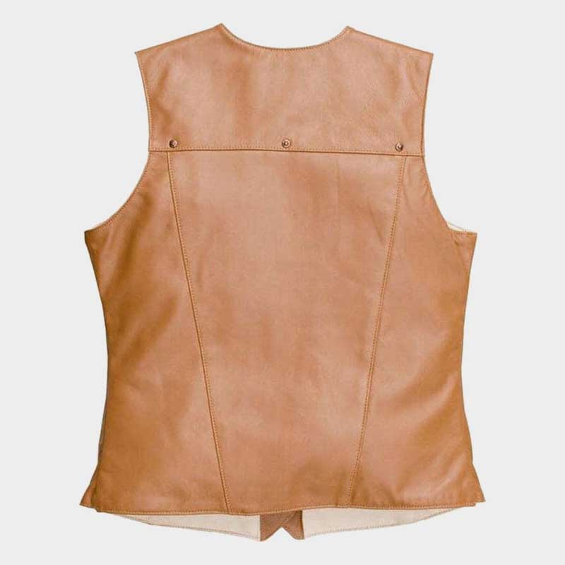 Lightweight women's leather vest with snap buttons and authentic western cowgirl appeal