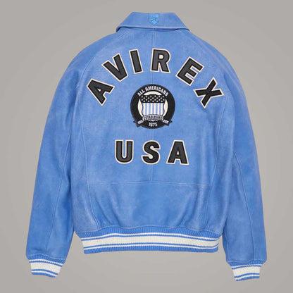 Limited Edition Avirex Denim and Leather Varsity Bomber Jacket by Jackets Kingdom