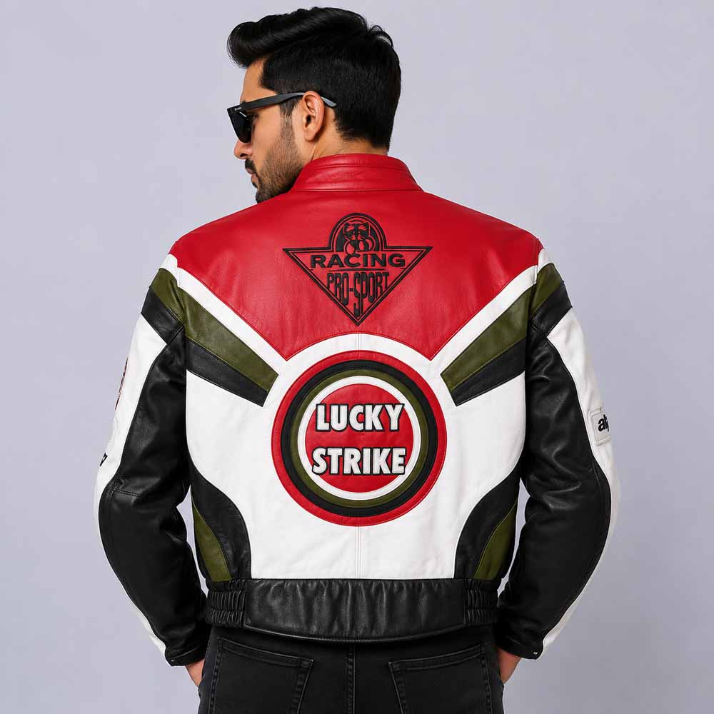 Men's Lucky Strike Motorcycle Jacket in Cowhide Leather with CE Level 2 Armor