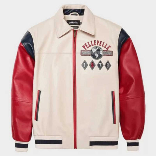 Marc Buchanan Pelle Pelle Soda Club Genuine Cowhide Bomber Leather Jacket for Men