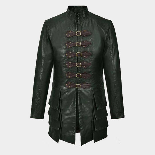Medieval Gothic Genuine Cowhide Leather Jacket for Men