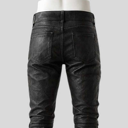Medieval fantasy leather trousers with slim-fit cut and riveted accent detailing