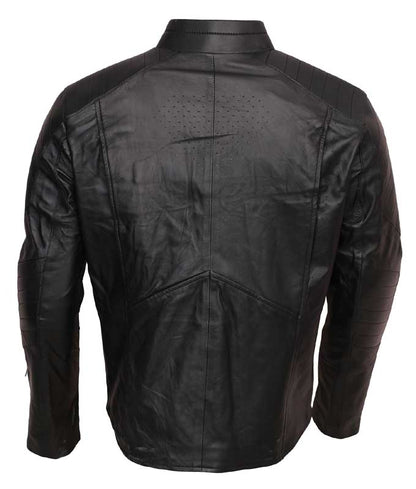 Men Black Superman Smallville Leather Jacket with Embossed S Logo
