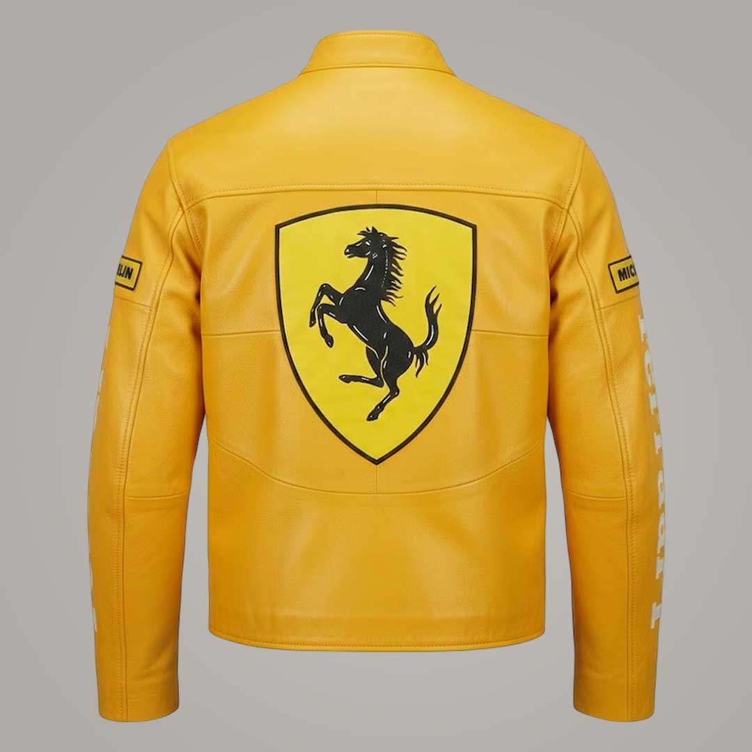 Men Yellow Cowhide Motorsport Biker Jacket by Jackets Kingdom