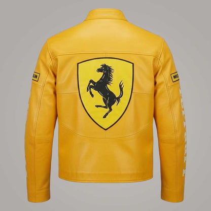 Men Yellow Cowhide Motorsport Biker Jacket by Jackets Kingdom