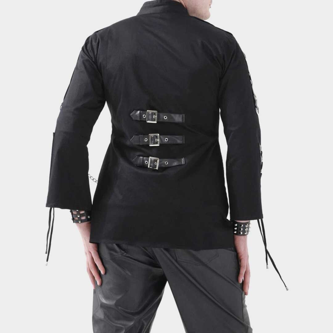 Men's Black Dead Threads Gothic Jacket with Corseting Chain EMO Cyber Style