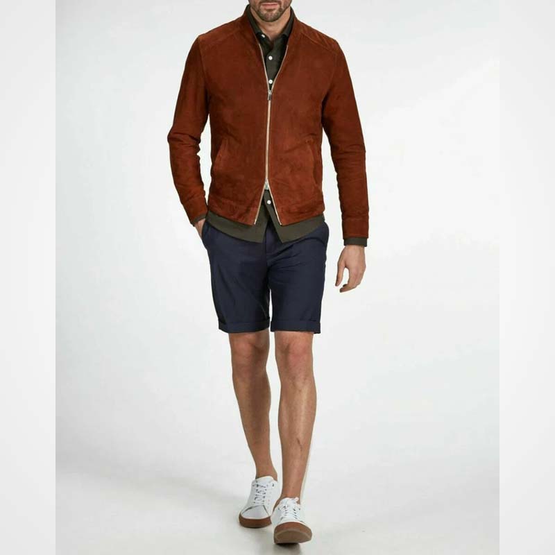 Men's Brown Pure Suede Leather Trucker Jacket