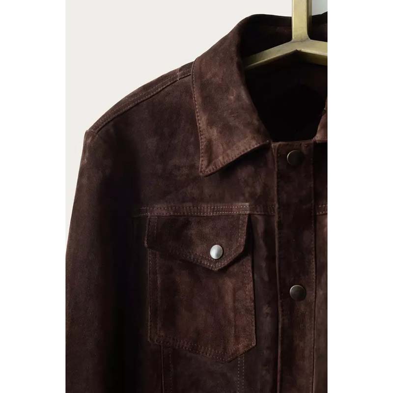 Men’s Brown Suede Leather Trucker Jacket – Custom Made