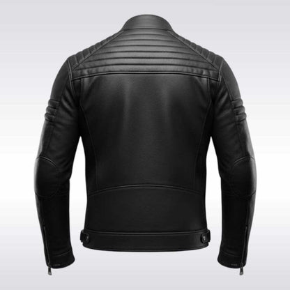 Men's Cyberpunk Techwear Leather Jacket Futuristic Moto Coat