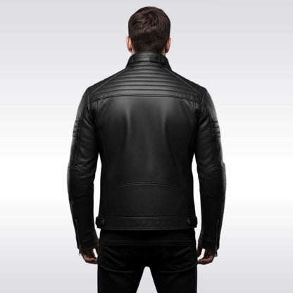 Men's Cyberpunk Techwear Leather Jacket Futuristic Moto Coat