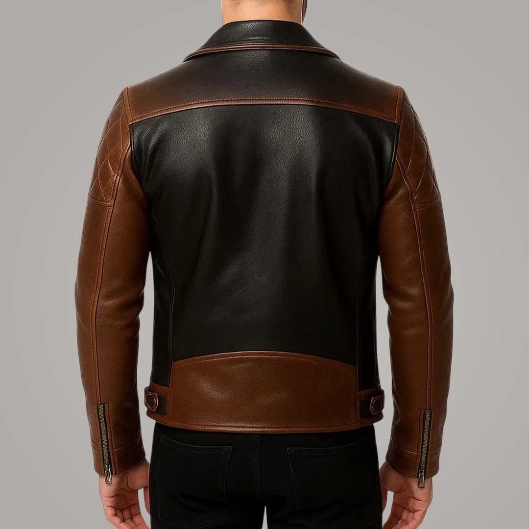 Men's Genuine Leather Cafe Racer Jacket Slim Fit Black Brown Motorcycle Biker Style