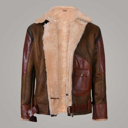 Men's Genuine Sheepskin Leather Bomber Jacket Back View by Jackets Kingdom
