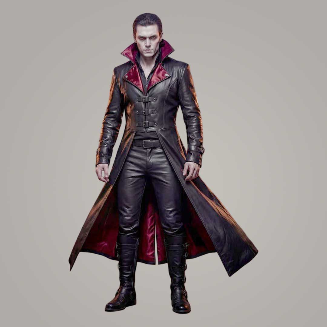 Men's Gothic Leather Coat and Pant Set