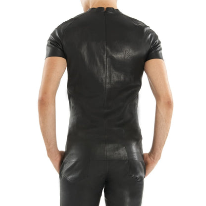 Black Leather T-Shirt for Sale