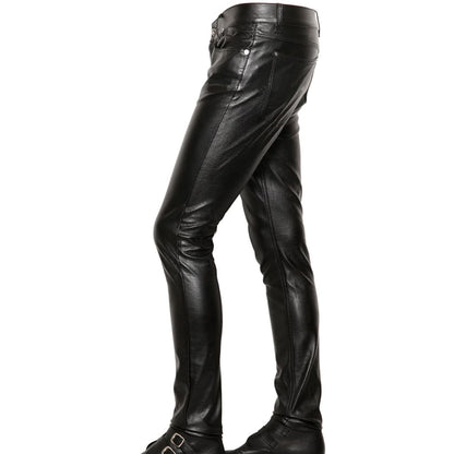 Men's Skinny Fit Leather Pants - Stylish Bottoms