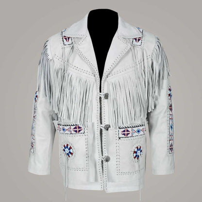Men's Western Cowboy Fringe Leather Jacket