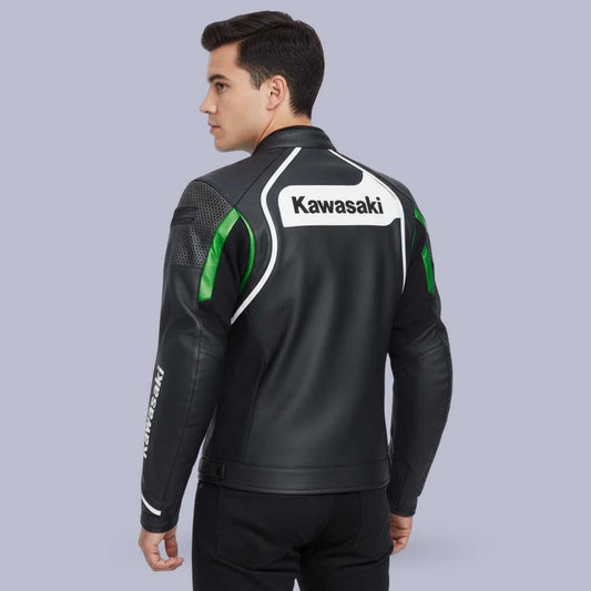 Kawasaki CE armored genuine cowhide leather motorcycle racing jacket