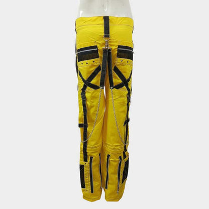 Men's cyber rave pants with functional pockets and black accents by Jackets Kingdom