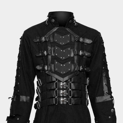 Men's dark Hellraiser Pinhead gothic coat with high collar by Jackets Kingdom