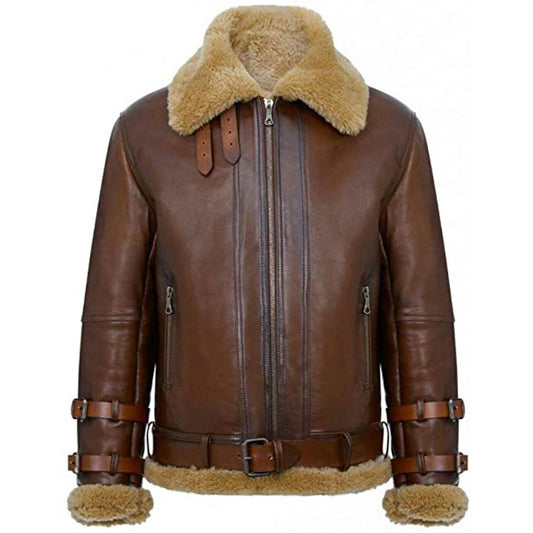 Men's Airforce Brown RAF B3 Aviator Leather Jacket