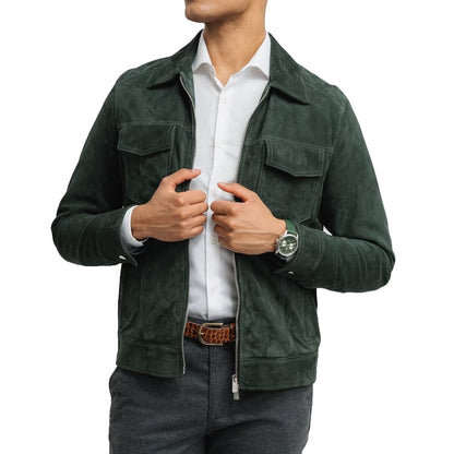 Men's Classic Western Style Suede Trucker Jacket