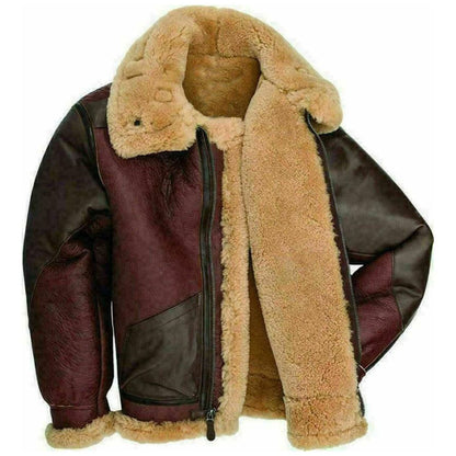 Men's Cockpit Maroon Sheepskin Leather Jacket