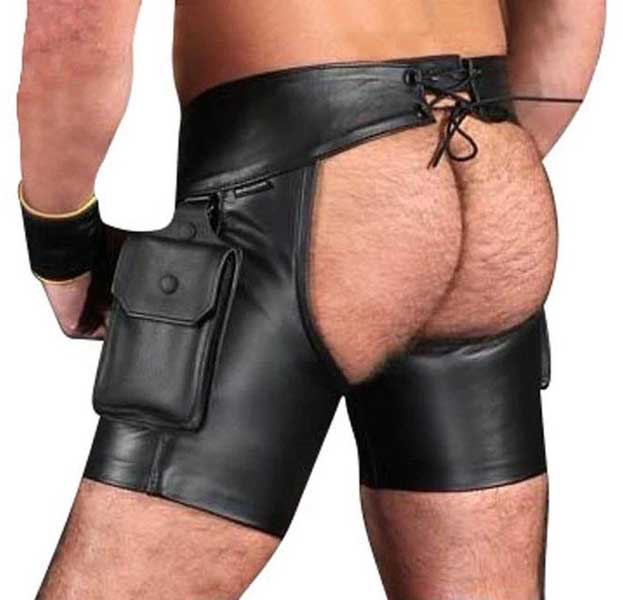 Genuine sheepskin leather fetish shorts for men clubwear